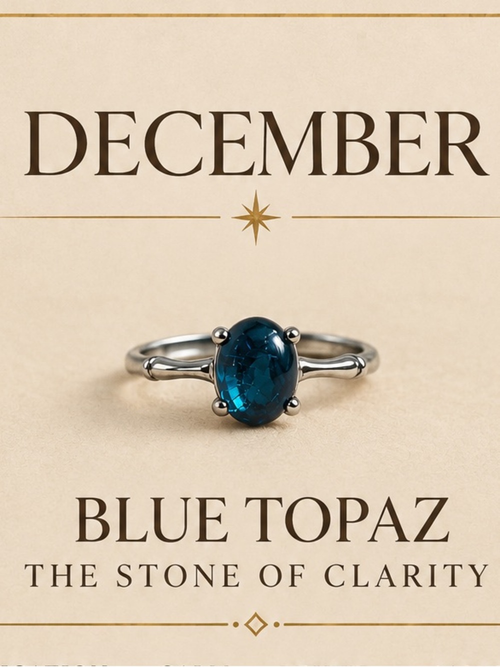 December Birthstone Ring | Blue Topaz | Adjustable | Nickel Free